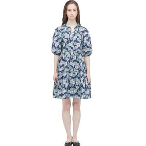Uniqlo x Paul & Joe Babydoll Dress Small Blue Floral Puff Sleeves Boho Cottage